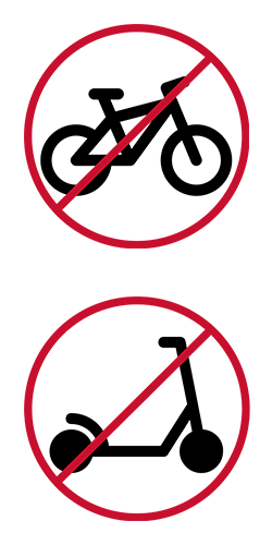bicycles and electric scooters prohibited icons