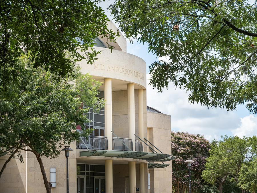 entrance of the newly renovated MD Anderson library in 2004