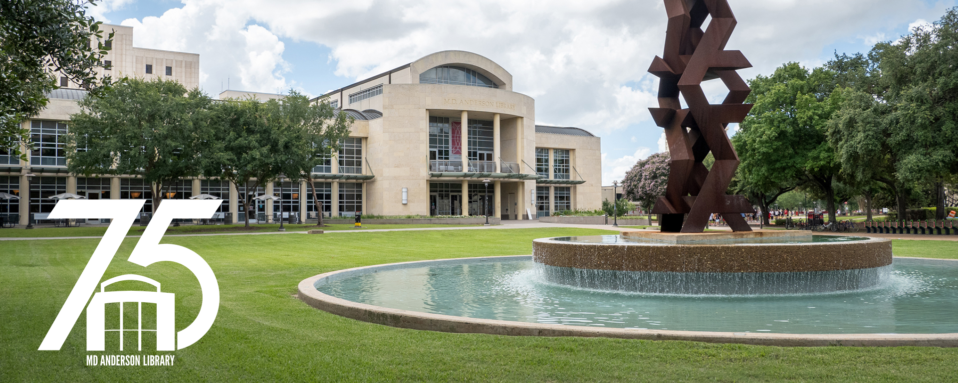 Exterior view of MD Anderson Library from Butler Plaza - The Reimagined Library