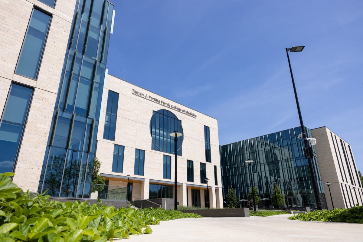 Exterior photo of the Tilman J. Fertitta Family College of Medicine building