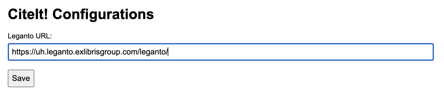 Cite It! configuration screen