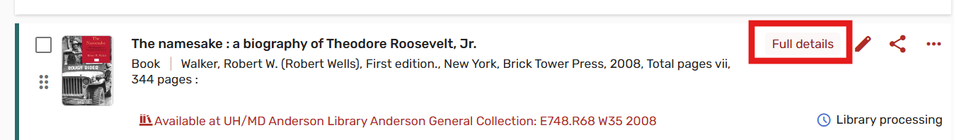 Clicking on the Full Details option