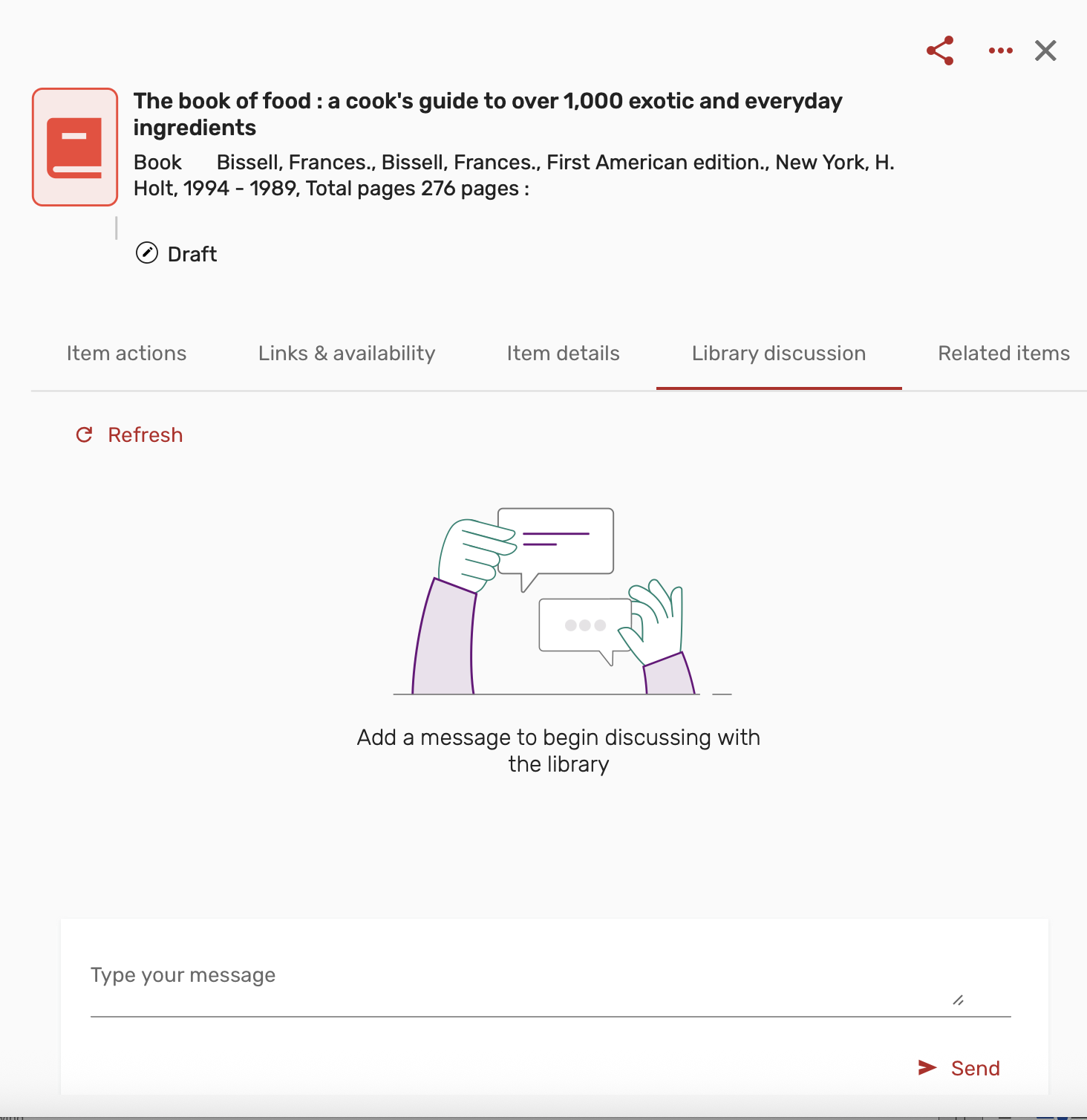The Library Discussion tab