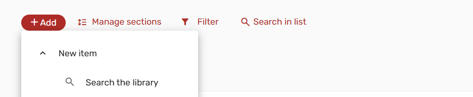 Clicking on the library search