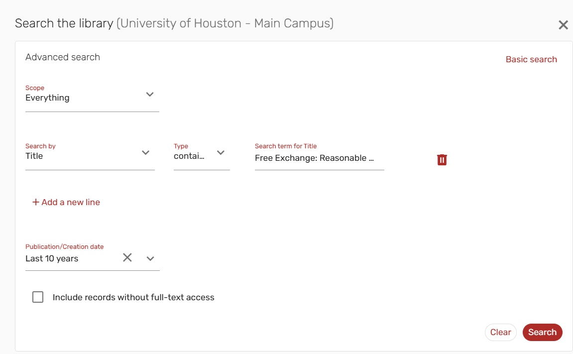 Advanced Search fields