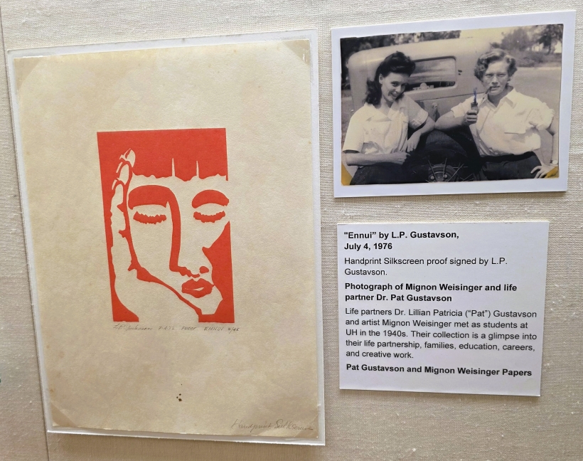 Artwork and a photo from the Pat Gustavson and Mignon Weisinger Papers